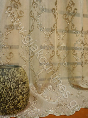 ΚΟΥΡΤΙΝΑ ΠΟΛΥΤΕΛΕΙΑΣ ΟΛΟΚΕΝΤΗΤΗ ΜΕ ΚΛΩΣΤΗ GLITTER, ΧΡΩΜΑ ΜΠΕΖ