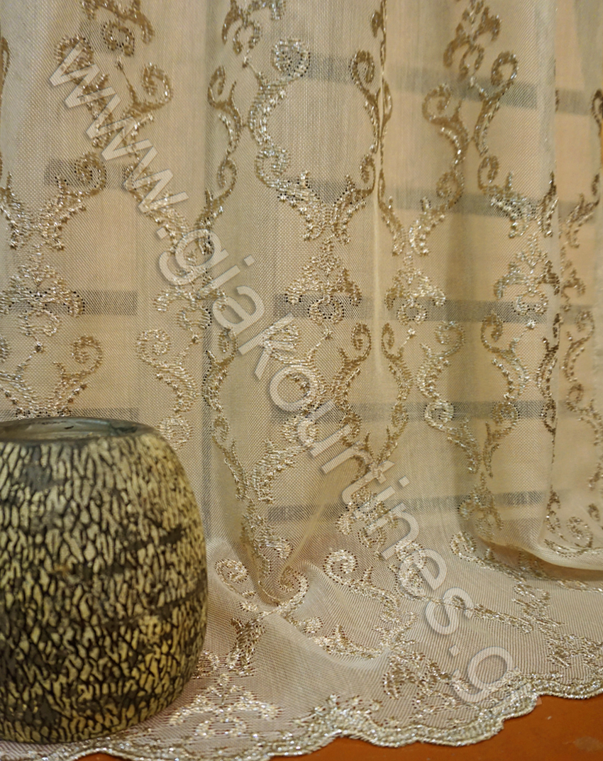 ΚΟΥΡΤΙΝΑ ΠΟΛΥΤΕΛΕΙΑΣ ΟΛΟΚΕΝΤΗΤΗ ΜΕ ΚΛΩΣΤΗ GLITTER, ΧΡΩΜΑ ΜΠΕΖ