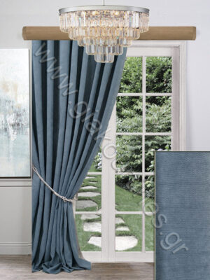 ΚΟΥΡΤΙΝΑ ΕΤΟΙΜΗ ΡΑΜΜΕΝΗ , ΒΕΛΟΥΤΕ ΠΑΣΤΕΛ ΜΠΛΕ