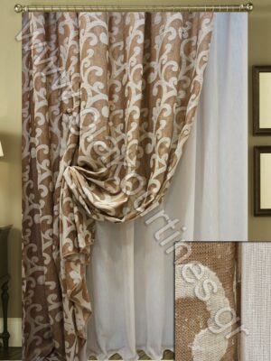 ΚΟΥΡΤΙΝΕΣ ΡΑΜΜΕΝΕΣ ΣΕΤ, ΡΙΝΤΟ ΜΠΑΡΟΚ ΣΟΚΟΛΑ 2,5Μ Χ 3Μ ΥΨΟΣ, ΚΟΥΡΤΙΝΑ ΔΙΑΦΑΝΗ ΤΗΣ ΑΜΜΟΥ, 4Μ ΦΑΡΔΟΣ Χ 2,80Μ ΥΨΟΣ