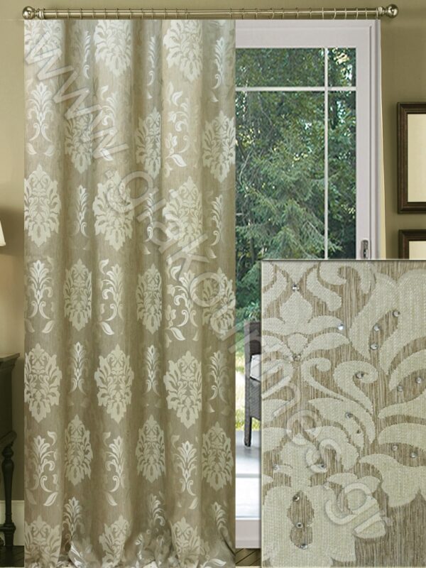 ΚΟΥΡΤΙΝΑ ΡΑΜΜΕΝΗ, ΤΑΦΤΑΣ ΠΟΛΥΤΕΛΕΙΑΣ ΜΕ ΣΤΡΑΣ ΧΡΩΜΑ ΓΚΡΕΖ 2,00Μ Χ 2,90Μ