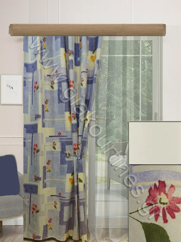 ΚΟΥΡΤΙΝΕΣ ΡΑΜΜΕΝΕΣ ΡΙΝΤΟ ΦΛΟΡΑΛ, ΒΟΥΑΛ ΥΠΟΛΕΥΚΟ