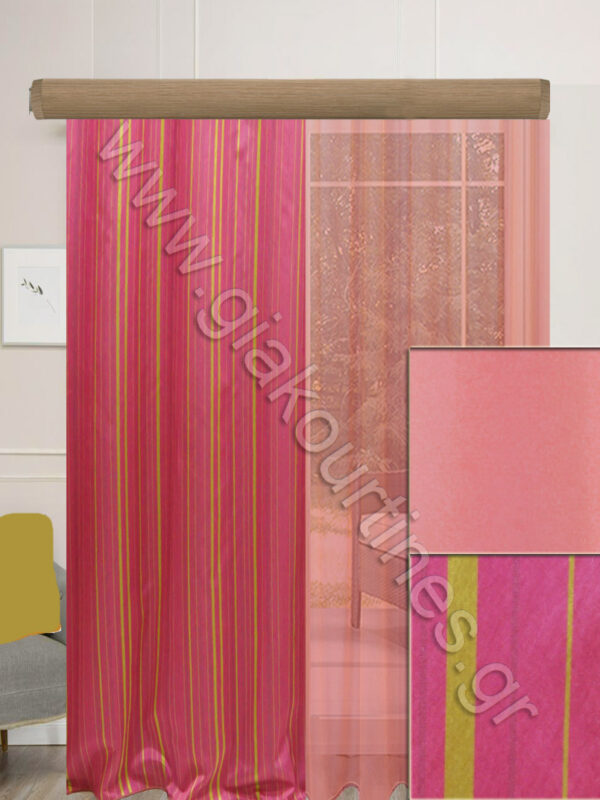 ΣΕΤ ΚΟΥΡΤΙΝΕΣ ΡΑΜΜΕΝΕΣ, ΤΑΦΤΑΣ ΦΟΥΞ ΜΕ ΡΙΓΕΣ ΛΑΧΑΝΙ, ΚΟΥΡΤΙΝΑ ΒΟΥΑΛ ΡΟΖ