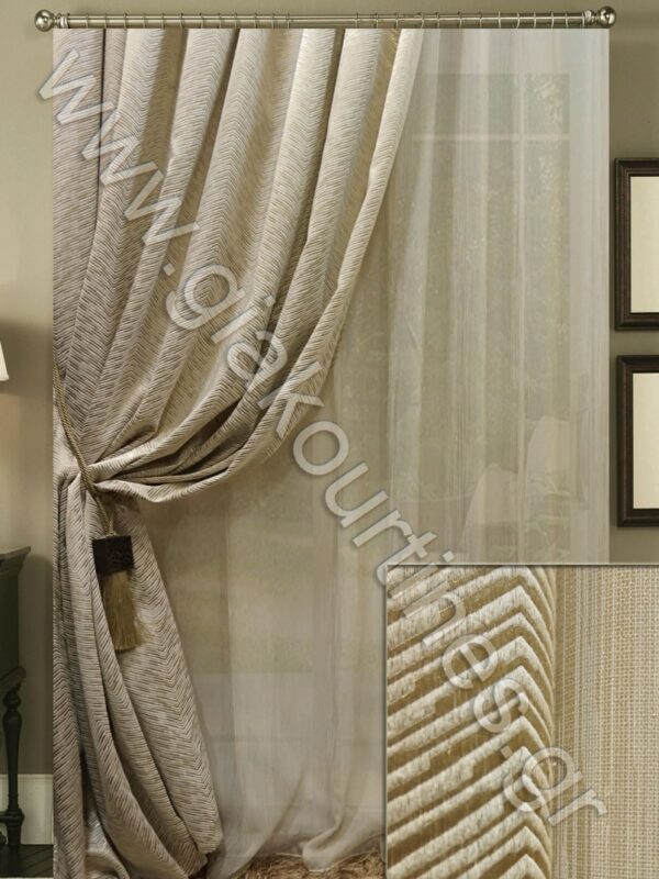 ΚΟΥΡΤΙΝΕΣ ΡΑΜΜΕΝΕΣ ΣΕΤ, ΡΙΝΤΟ ΤΑΦΤΑΣ ΠΟΛΥΤΕΛΕΙΑΣ ΜΠΕΖ 2,50Μ ΦΑΡΔΟΣ, ΚΟΥΡΤΙΝΑ ΠΟΛΥΤΕΛΕΙΑΣ ΤΗΣ ΑΜΜΟΥ 4Μ ΦΑΡΔΟΣ