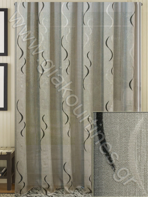 ΚΟΥΡΤΙΝΑ ΡΑΜΜΕΝΗ ΔΙΑΦΑΝΗ, ΜΑΤ ΠΟΛΥΤΕΛΕΙΑΣ ΜΕ ΓΚΡΙ ΚΑΙ ΜΑΥΡΟ 4Μ ΦΑΡΔΟΣ Χ 2,80Μ