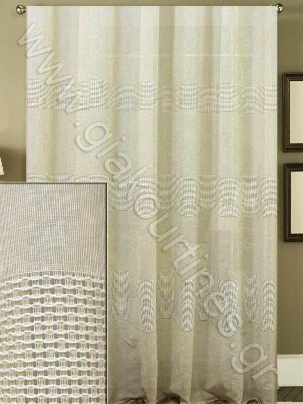 ΚΟΥΡΤΙΝΑ ΡΑΜΜΕΝΗ ΗΜΙΔΙΑΦΑΝΗ, ΤΥΠΟΥ ΛΙΝΟ ΜΕ ΦΑΡΔΥ ΠΟΛΛΑΠΛΟ ΑΖΟΥΡ 4Μ ΦΑΡΔΟΣ Χ 2,80Μ