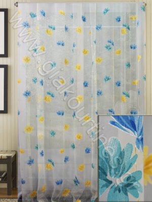 ΚΟΥΡΤΙΝΑ ΡΑΜΜΕΝΗ ΔΙΑΦΑΝΗ, ΟΡΓΑΝΤΖΑ ΝΤΕΒΟΡΕ ΜΕ ΛΟΥΛΟΥΔΙΑ 4Μ ΦΑΡΔΟΣ Χ 2,80Μ