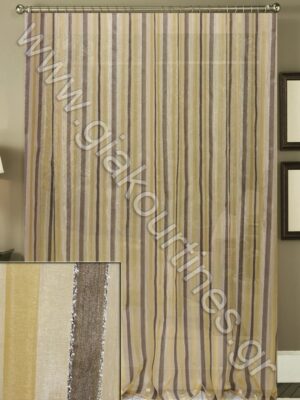 ΚΟΥΡΤΙΝΑ ΡΑΜΜΕΝΗ ΔΙΑΦΑΝΗ, ΡΙΓΕΣ ΚΑΦΕ ΧΡΥΣΕΣ 4Μ ΦΑΡΔΟΣ