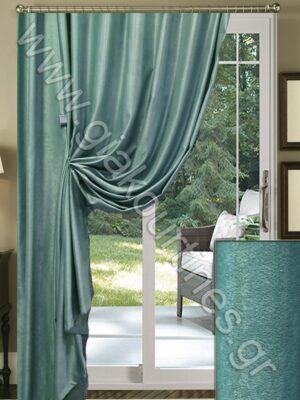 ΚΟΥΡΤΙΝΑ ΡΑΜΜΕΝΗ ΑΔΙΑΦΑΝΗ, ΒΕΛΟΥΡ ΑΠΑΛΟ ΤΥΡΚΟΥΑΖ 2,50Μ ΦΑΡΔΟΣ Χ 2,85Μ ΥΨΟΣ