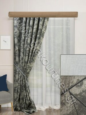 ΚΟΥΡΤΙΝΕΣ ΣΑΛΟΝΙΟΥ,ΡΙΝΤΟ ΑΠΑΛΟ ΓΚΡΙ ΜΕ ΜΠΛΕ, ΚΟΥΡΤΙΝΑ ΛΕΥΚΗ ΜΑΤ