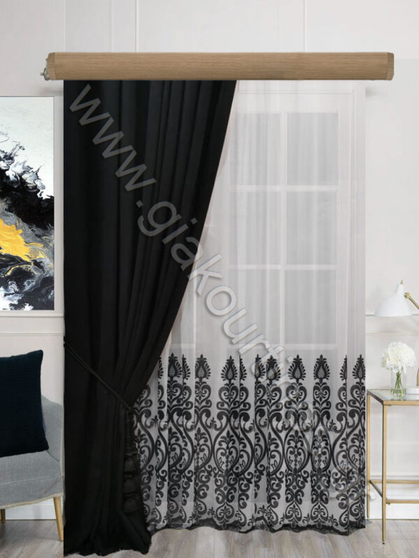 ΚΟΥΡΤΙΝΕΣ ΣΑΛΟΝΙΟΥ ΒΕΛΟΥΤΕ ΜΑΥΡΟ, ΚΟΥΡΤΙΝΑ ΕΠΙΒΛΗΤΙΚΟ ΚΕΝΤΗΜΑ