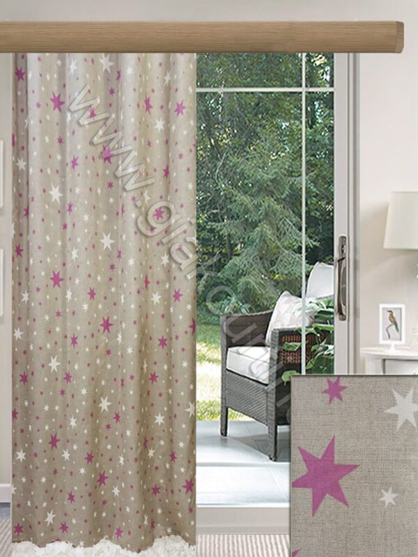 ΚΟΥΡΤΙΝΑ ΡΑΜΜΕΝΗ ΓΙΑ ΠΑΙΔΙΚΟ ΔΩΜΑΤΙΟ ΛΟΝΕΤΑ ΙΣΠΑΝΙΑΣ ΑΣΤΕΡΑΚΙΑ 1,5Μ Χ 2,70Μ