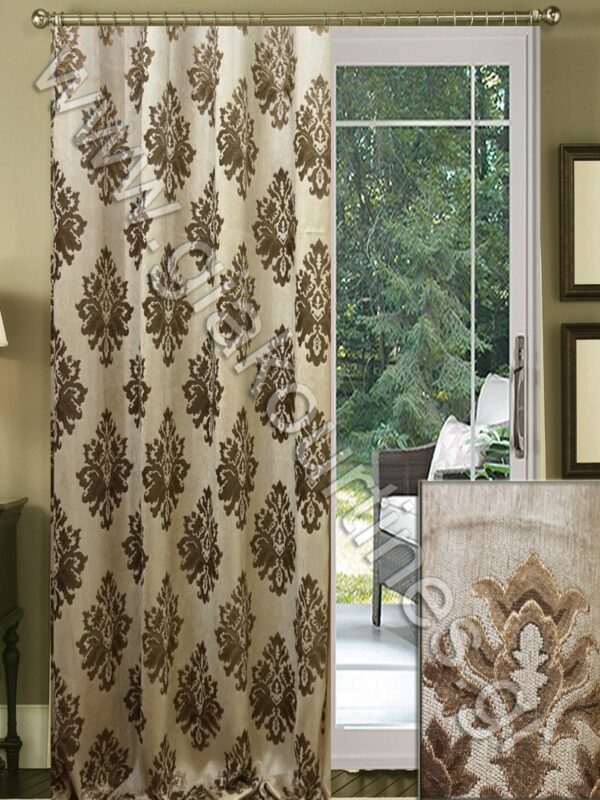 ΚΟΥΡΤΙΝΑ ΣΚΙΑΣΗΣ ΡΑΜΜΕΝΗ, ΜΠΕΖ ΠΑΓΟΥ ΜΕ ΜΠΑΡΟΚ ΣΟΚΟΛΑ ΜΠΡΟΝΖΕ