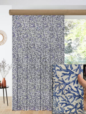 ΚΟΥΡΤΙΝΑ ΕΤΟΙΜΗ ΡΑΜΜΕΝΗ, ΛΟΝΕΤΑ ΛΕΥΚΟ ΜΕ ΜΠΛΕ