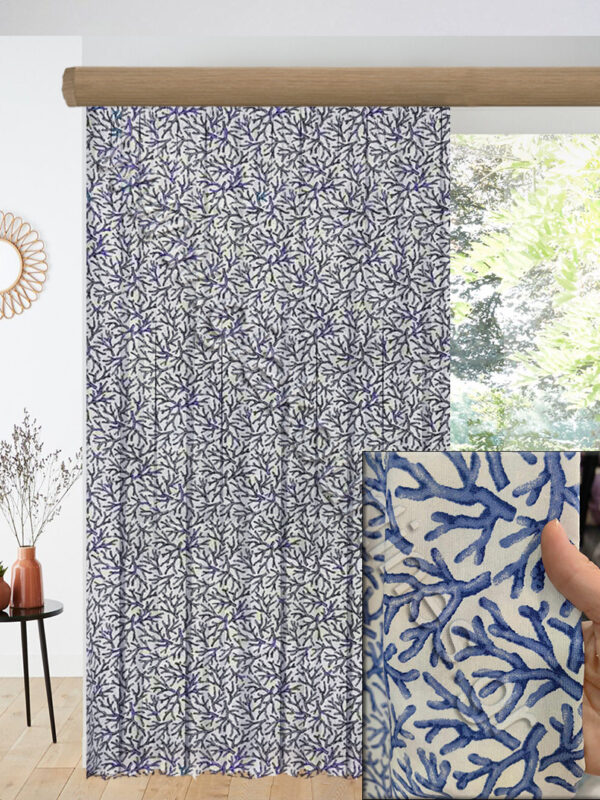 ΚΟΥΡΤΙΝΑ ΕΤΟΙΜΗ ΡΑΜΜΕΝΗ, ΛΟΝΕΤΑ ΛΕΥΚΟ ΜΕ ΜΠΛΕ