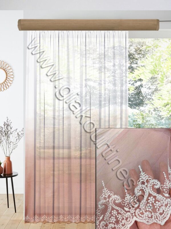 ΚΟΥΡΤΙΝΑ ΕΤΟΙΜΗ, ΤΟΥΛΙΝΗ OMBRE ΣΑΠΙΟ ΜΗΛΟ ΜΕ ΚΕΝΤΗΜΑ