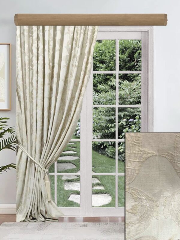 ΚΟΥΡΤΙΝΑ ΕΤΟΙΜΗ ΡΑΜΜΕΝΗ, ΖΑΚΑΡ ΧΡΩΜΑ ΥΠΟΛΕΥΚΟ ΠΡΟΣ ΙΒΟΥΑΡ