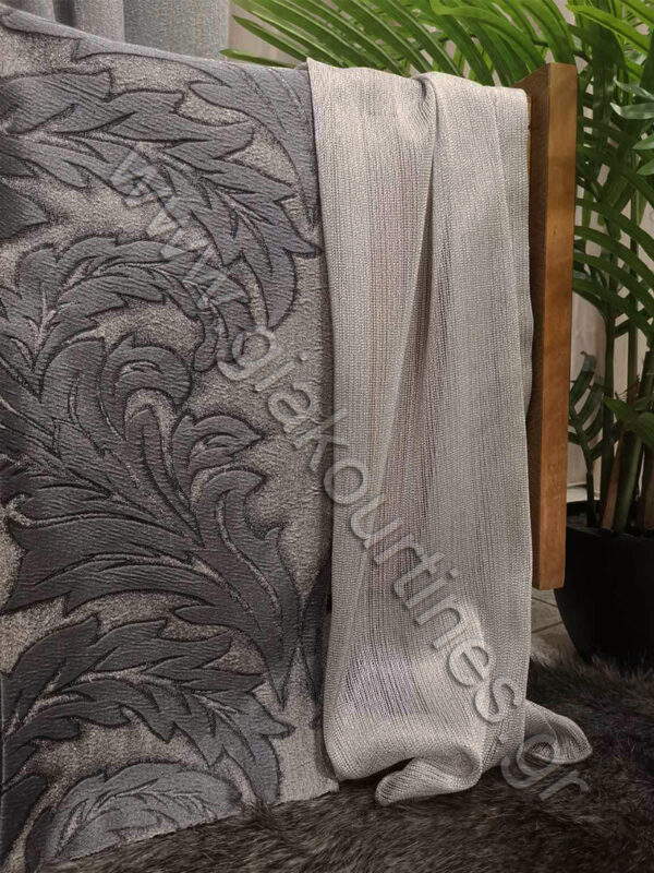 ΚΟΥΡΤΙΝΕΣ ΣΑΛΟΝΙΟΥ, ΡΙΝΤΟ ΓΚΡΙ ΜΕ ΓΚΡΙΖΟΜΠΛΕ , ΚΟΥΡΤΙΝΑ ΧΥΤΗ ΓΚΡΙ