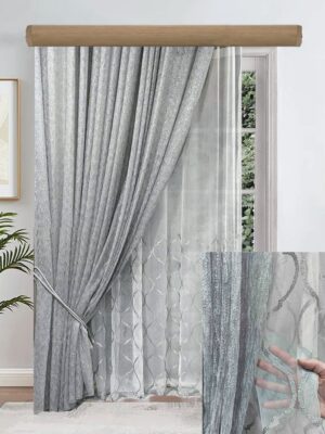 ΚΟΥΡΤΙΝΕΣ ΣΑΛΟΝΙΟΥ, ΡΙΝΤΟ ΑΣΗΜΙ GLITTER, ΚΟΥΡΤΙΝΑ ΚΕΝΤΗΜΕΝΗ ΛΕΥΚΟ ΓΚΡΙ