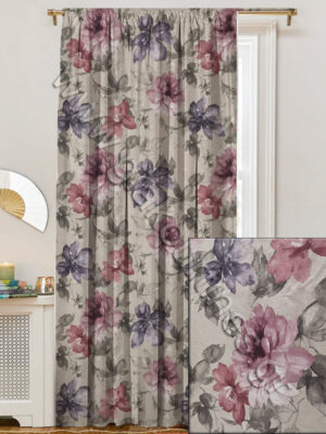 ΚΟΥΡΤΙΝΑ ΕΤΟΙΜΗ ΡΑΜΜΕΝΗ, ΛΟΝΕΤΑ PANAMA FLORAL