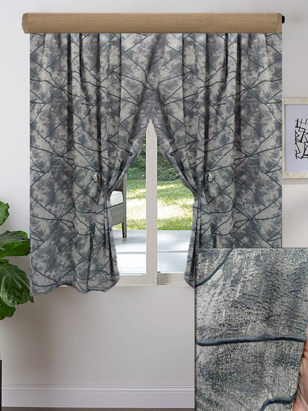 2X ΚΟΥΡΤΙΝEΣ ΚΟΝΤΕΣ ΣΚΙΑΣΗΣ, ΓΚΡΙ ΜΠΛΕ