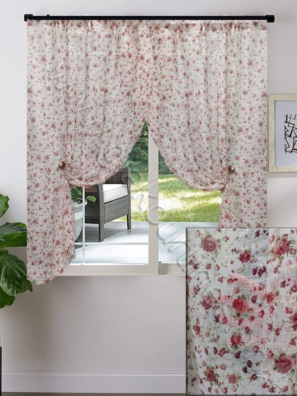 ΚΟΥΡΤΙΝΑ ΚΟΝΤΗ ΓΙΑ ΠΑΡΑΘΥΡΟ ,ΜΕ ΔΙΑΦΑΝΕΙΑ FLORAL