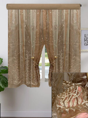 2 ΚΟΥΡΤΙΝΕΣ ΓΙΑ ΠΑΡΑΘΥΡΟ, ΚΑΦΕ ΜΕΛΙ ΜΕ ΚΕΝΤΗΜΑ