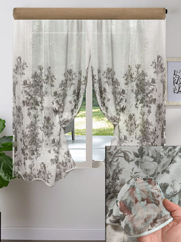 2X ΚΟΥΡΤΙΝEΣ ΚΟΝΤΕΣ ΛΟΥΛΟΥΔΙΑ ΓΚΡΙ