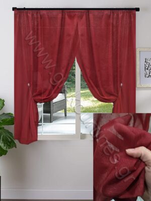 ΚΟΥΡΤΙΝΑ ΚΟΝΤΗ ΓΙΑ ΠΑΡΑΘΥΡΟ ,ΜΕ ΔΙΑΦΑΝΕΙΑ ΣΚΟΥΡΟ ΚΟΚΚΙΝΟ