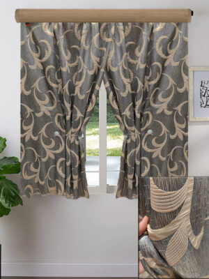 2X ΚΟΥΡΤΙΝEΣ ΚΟΝΤΗ ΣΚΙΑΣΗΣ, ΓΚΡΙ ΜΕ ΜΠΕΖ