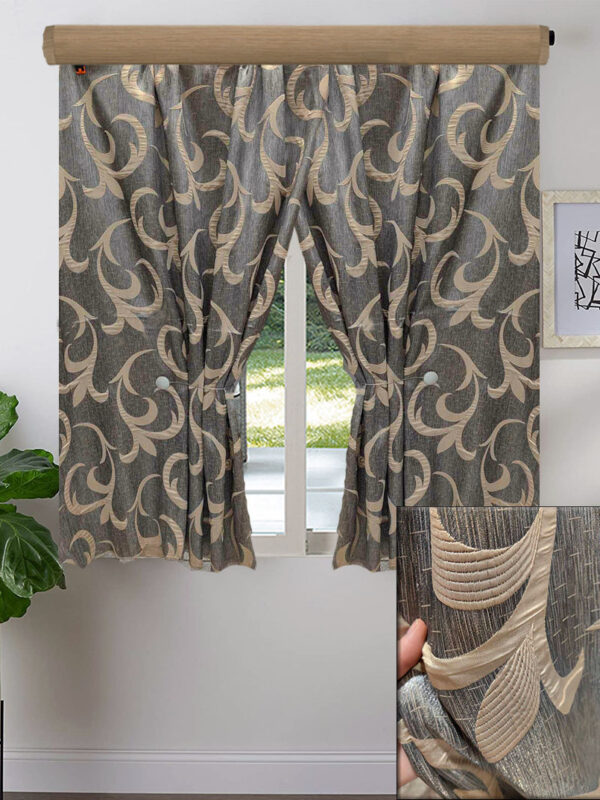 2X ΚΟΥΡΤΙΝEΣ ΚΟΝΤΗ ΣΚΙΑΣΗΣ, ΓΚΡΙ ΜΕ ΜΠΕΖ