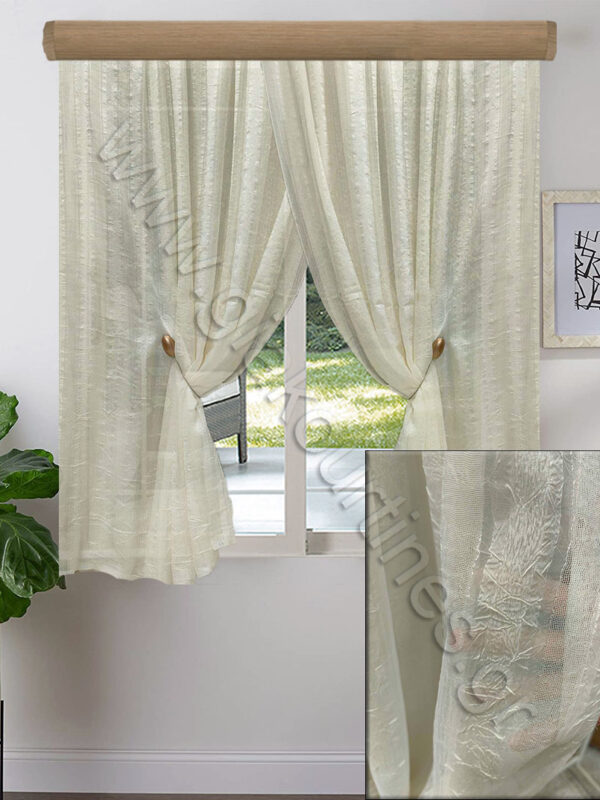 2 ΚΟΥΡΤΙΝΕΣ ΓΙΑ ΠΑΡΑΘΥΡΟ, ΑΤΣΑΛΑΚΩΤΗ ΕΚΡΟΥ ΜΕ ΡΙΓΕΣ