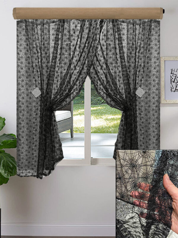 2x ΚΟΥΡΤΙΝΕΣ ΓΙΑ ΠΑΡΑΘΥΡΟ, ΔΙΧΤΥ ΜΑΥΡΟ ΑΣΗΜΙ