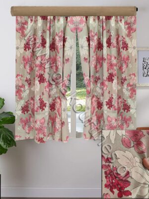 ΚΟΥΡΤΙΝΑ ΚΟΝΤΗ ΓΙΑ ΠΑΡΑΘΥΡΟ , ΡΟΖΟΚΟΚΚΙΝΑ ΛΟΥΛΟΥΔΙΑ