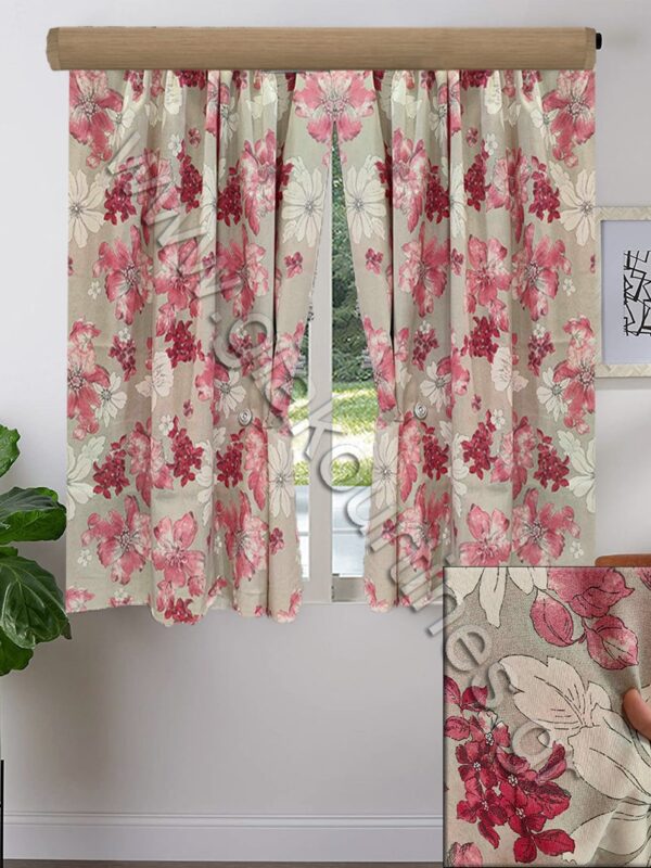 ΚΟΥΡΤΙΝΑ ΚΟΝΤΗ ΓΙΑ ΠΑΡΑΘΥΡΟ , ΡΟΖΟΚΟΚΚΙΝΑ ΛΟΥΛΟΥΔΙΑ