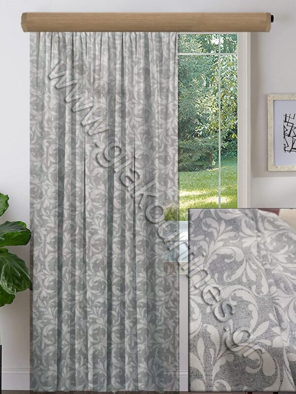 ΚΟΥΡΤΙΝΑ ΕΤΟΙΜΗ ΡΑΜΜΕΝΗ, ΛΟΝΕΤΑ ΑΠΑΛΟ ΓΚΡΙ ΜΠΑΡΟΚ