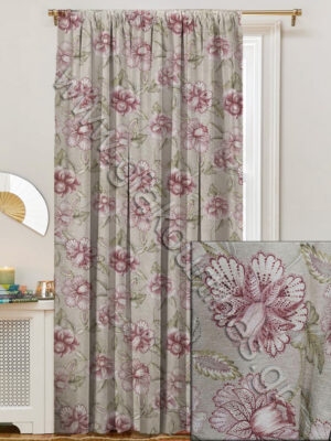 ΚΟΥΡΤΙΝΑ ΕΤΟΙΜΗ ΡΑΜΜΕΝΗ, ΛΟΝΕΤΑ FLORAL DUSTY PINK