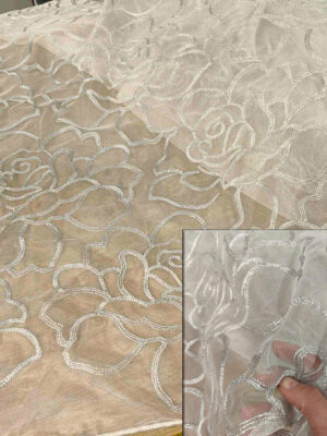 ΚΟΥΡΤΙΝΑ ΚΕΝΤΗΜΕΝΗ ΤΟΥΛΙΝΗ ΑΤΣΑΛΑΚΩΤΗ, ΛΕΥΚΟ GLITTER 3,40Μ Χ 2,80Μ