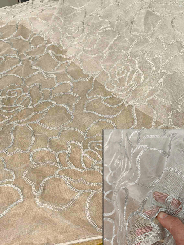 ΚΟΥΡΤΙΝΑ ΚΕΝΤΗΜΕΝΗ ΤΟΥΛΙΝΗ ΑΤΣΑΛΑΚΩΤΗ, ΛΕΥΚΟ GLITTER 3,40Μ Χ 2,80Μ