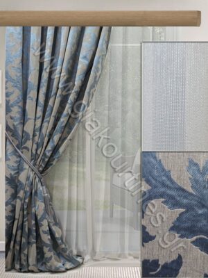 ΚΟΥΡΤΙΝΕΣ ΣΑΛΟΝΙΟΥ,ΡΙΝΤΟ ΓΚΡΙ ΠΑΣΤΕΛ ΜΠΛΕ, ΚΟΥΡΤΙΝΑ SMOKEY ΠΑΓΟΥ