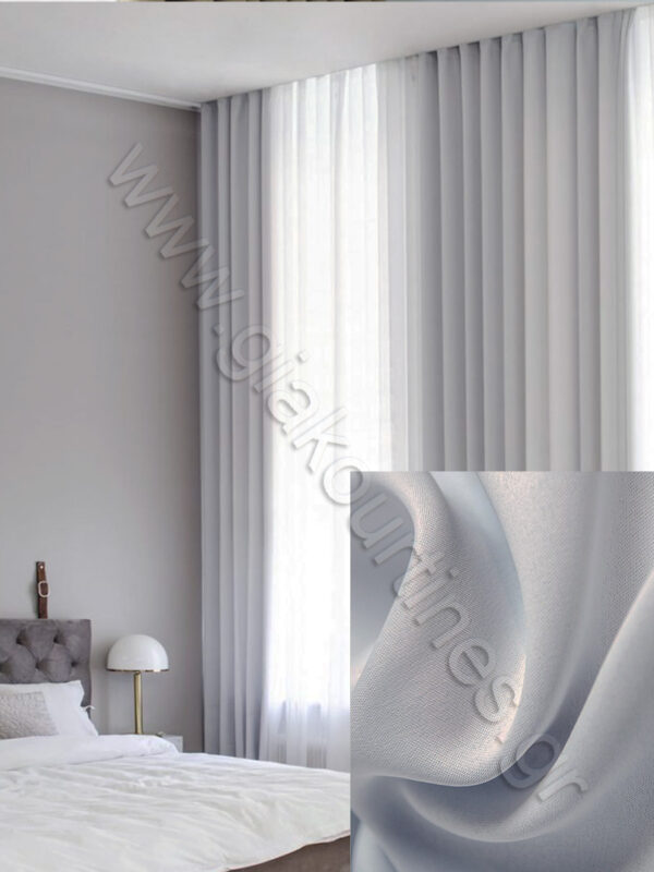 ΚΟΥΡΤΙΝΑ ΣΥΣΚΟΤΙΣΗΣ BLACKOUT ΡΑΜΜΕΝΗ ΑΣΠΡΟ ΓΚΡΙ, 1,50Μ Χ 2,80Μ ΥΨΟΣ