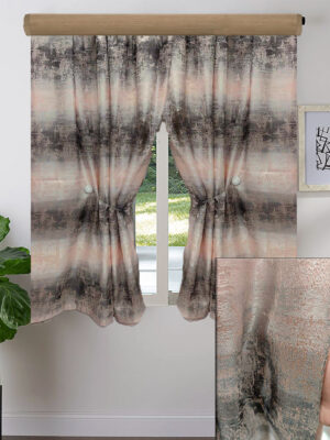 2X ΚΟΥΡΤΙΝEΣ ΚΟΝΤΕΣ ΣΚΙΑΣΗΣ, ΓΚΡΙ ΜΕ ΡΟΖΟΣΟΜΟΝ